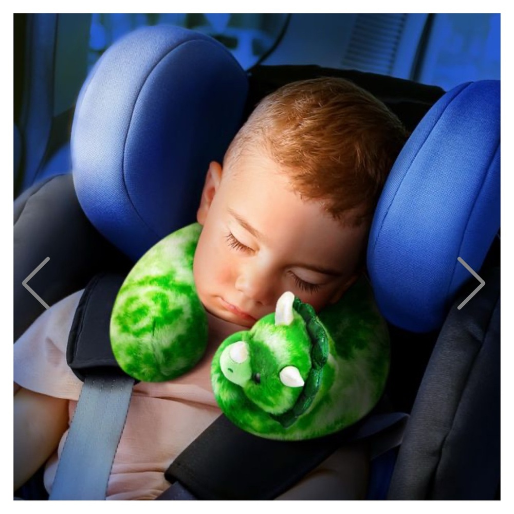 Brookstone Kids Bunny Blue and White Plush Travel Pillow